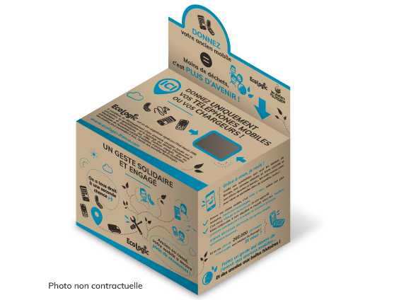Box Vieux GSM pour la collecte le éemploi et le recyclage des vieux téléphones