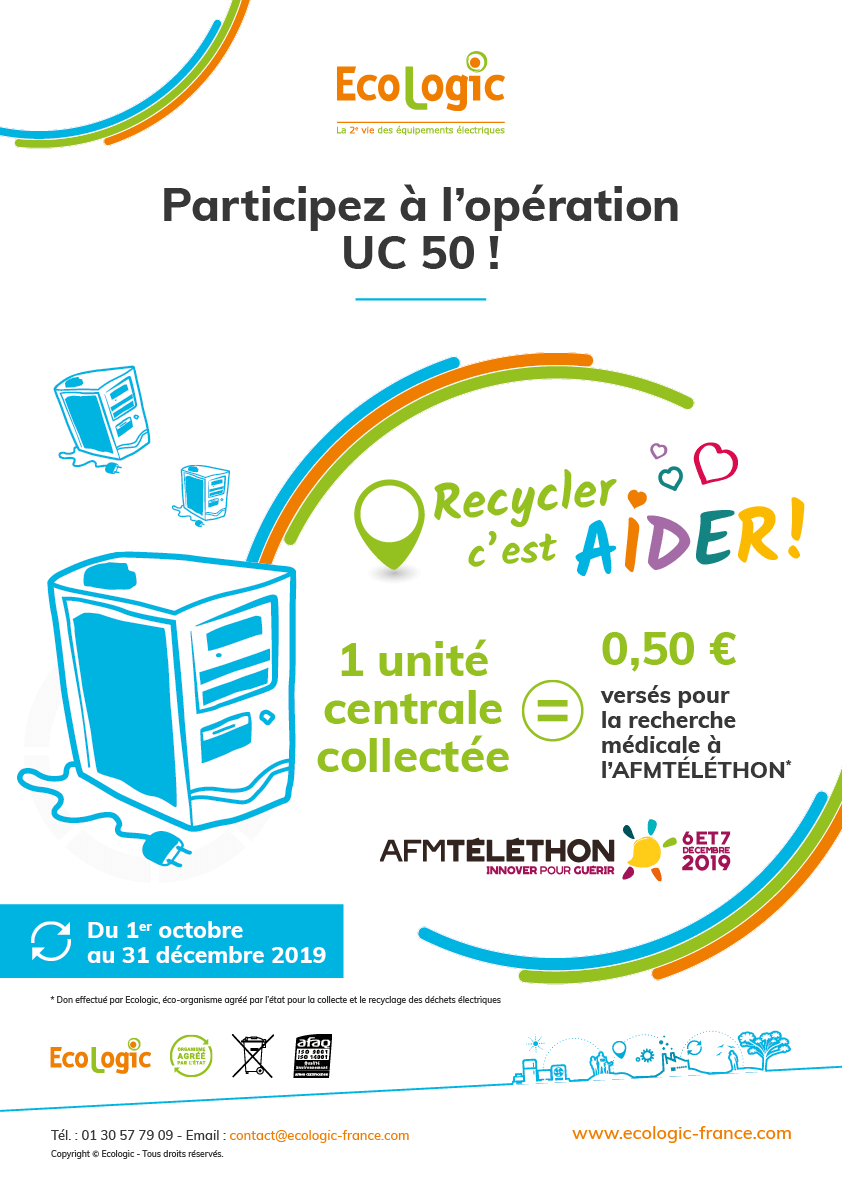 Recycler c aider operation UC 50 centimes par PC