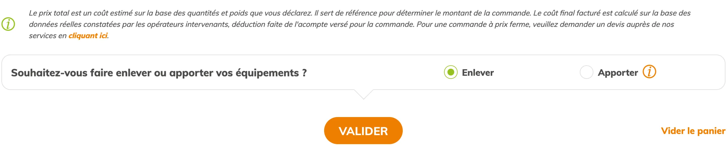 Inventaire, étape 1 : enlever ou apporter