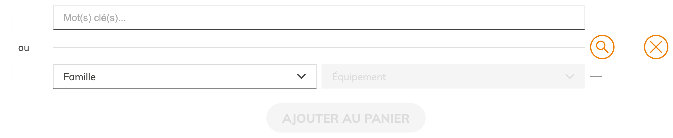 Inventaire, étape 1 : recherchez ou sélectionnez des équipements à ajouter à votre panier