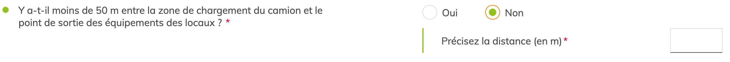 Étape 2 : conditions d'accessibilité sur le site de chargement, plus de 50 mètres