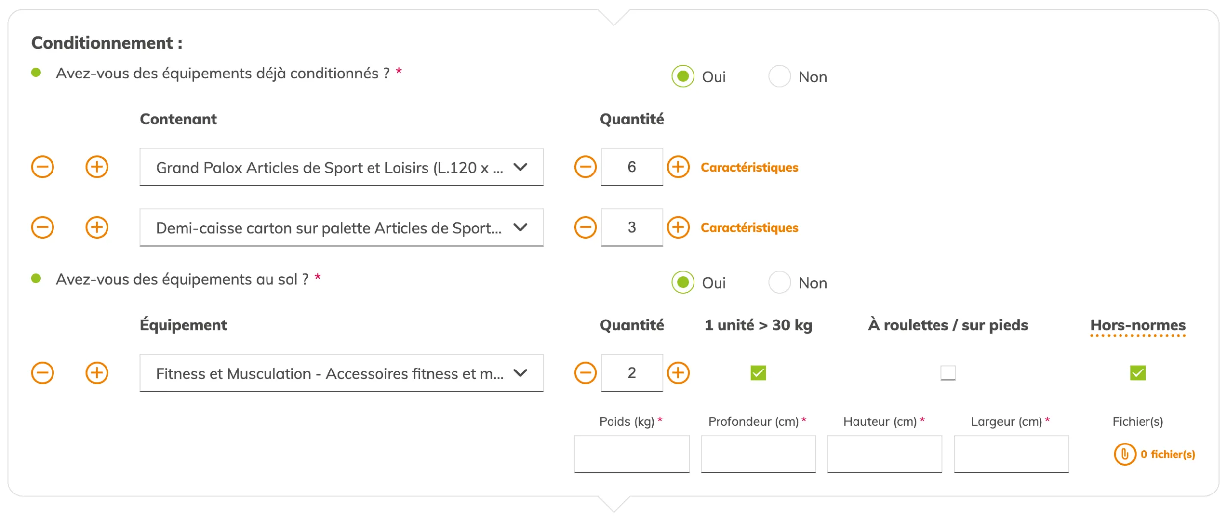 Étape 2 : conditionnement, équipements hors-norme ASL ou ABJ Th